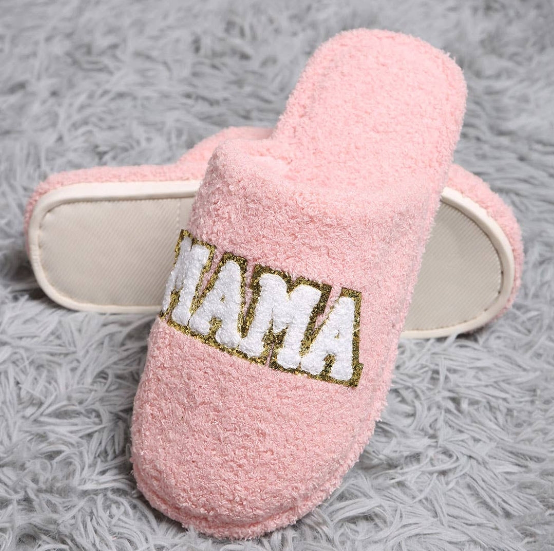 Best Mama Chenille Patch Slippers