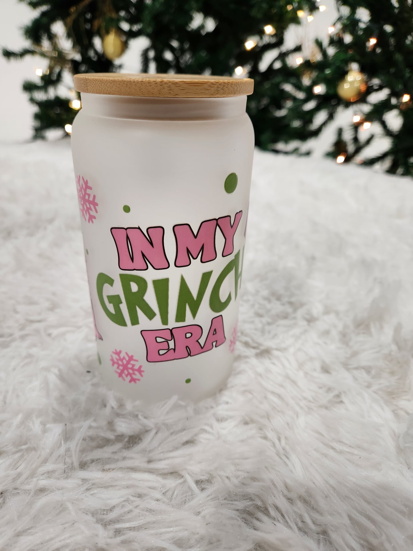 Grinch Era Frosted Glass Cup
