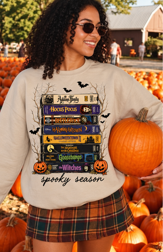 Spooky Season VHS Halloween Sweatshirt | Retro Halloween Movies