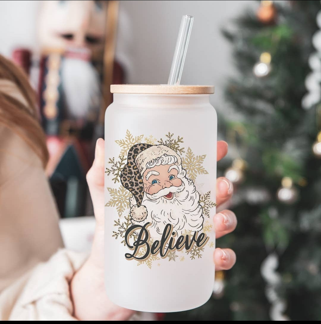 BELIEVE Leopard Frosted Glass