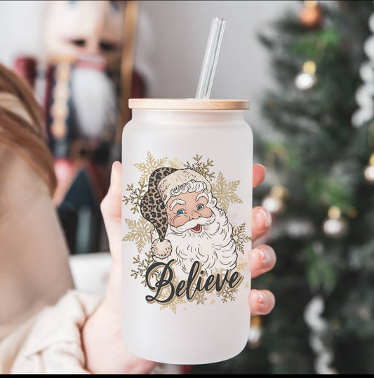 BELIEVE Leopard Frosted Glass