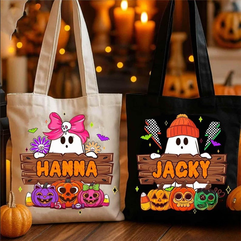 🎃 Personalized Trick or Treat Tote Bags 👻