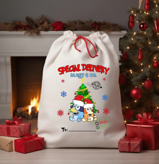 Personalized Bluey Special Delivery Christmas Sack