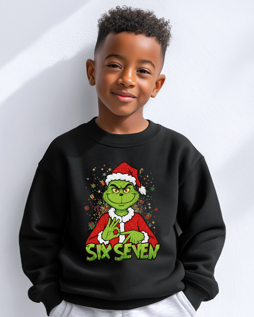 Kids “Six Seven Grinch” Black Sweatshirt
