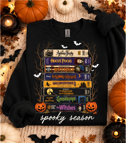 Spooky Season VHS Halloween Sweatshirt | Retro Halloween Movies